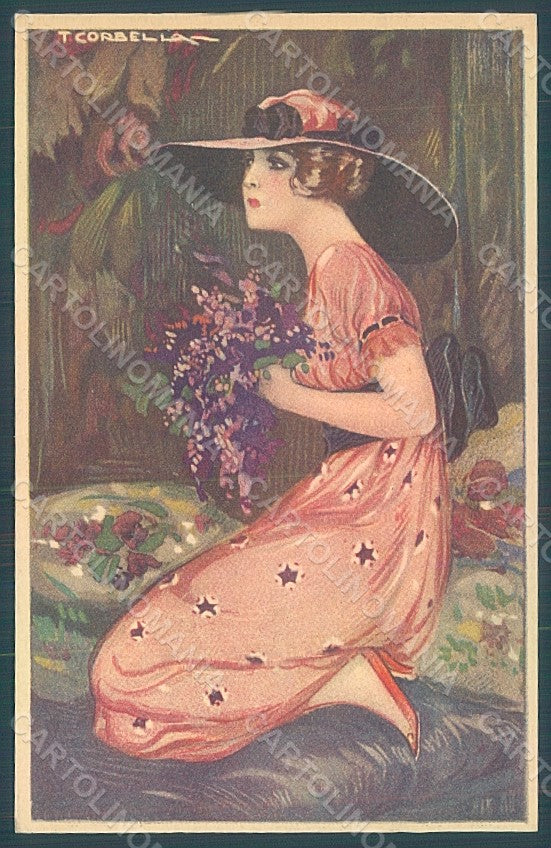 Artist Signed Corbella Glamour Fashion Lady Heat serie 317-1 postcard HR2779 – fronte