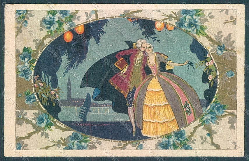 Artist Signed Corbella Glamour Venetian Couple Degami serie 1034 postcard HR2781 – fronte