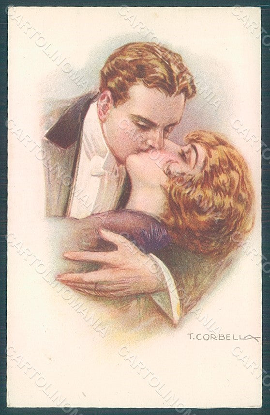 Artist Signed Corbella Glamour Kissing Couple Lady serie 162-3 postcard HR2788 – fronte