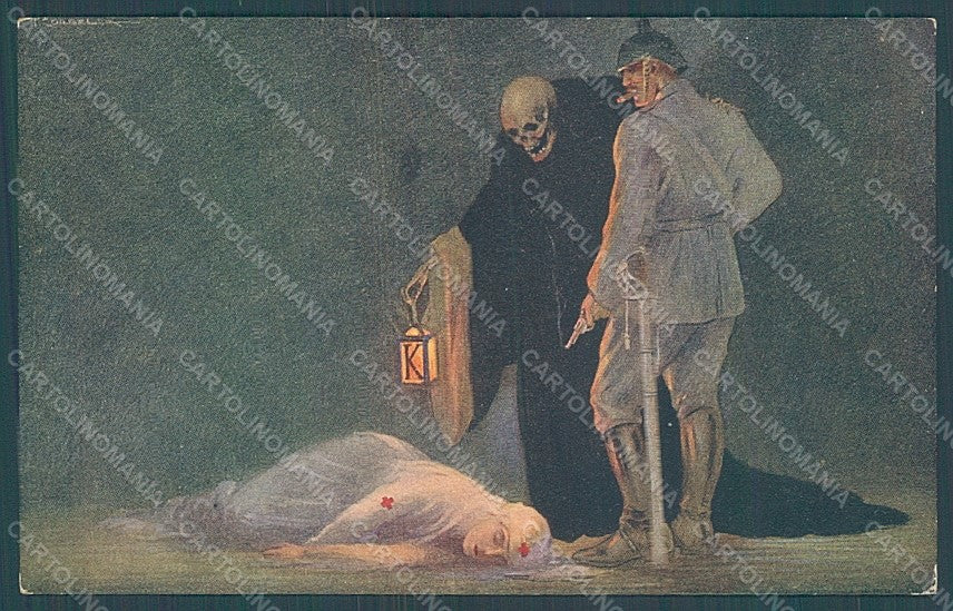 Artist Signed Corbella WW1 Nurse Skeleton Miss Cavell Inter Art postcard HR2796 – fronte
