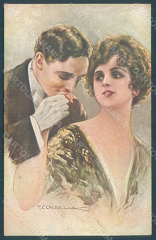 Artist Signed Corbella Glamour Fashion Couple Lady serie 334-6 postcard HR2797 – fronte