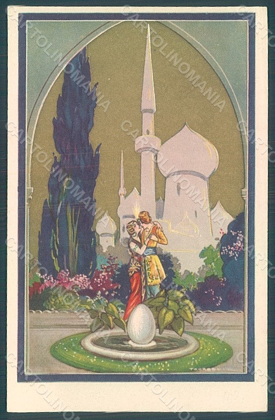 Artist Signed Corbella Easter Couple Lady Degami serie 1118 postcard HR2802 – fronte
