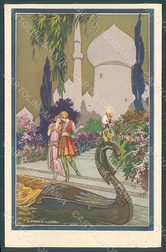 Artist Signed Corbella Easter Couple Lady Degami serie 1118 postcard HR2803 – fronte