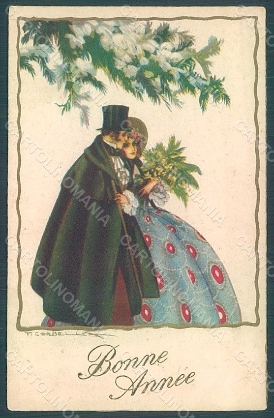 Artist Signed Corbella Glamour Couple Lady Degami serie 3022 postcard HR2804 – fronte