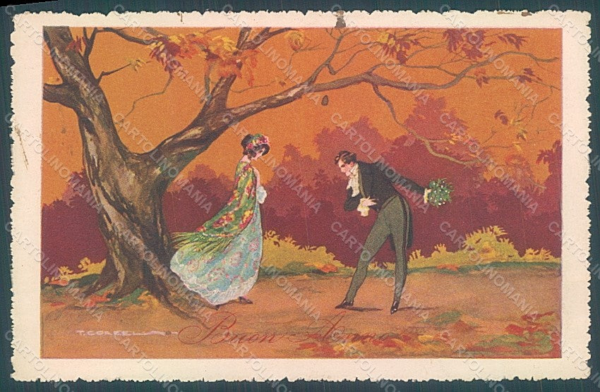 Artist Signed Corbella Glamour Couple Lady Degami serie 869 postcard HR2805 – fronte