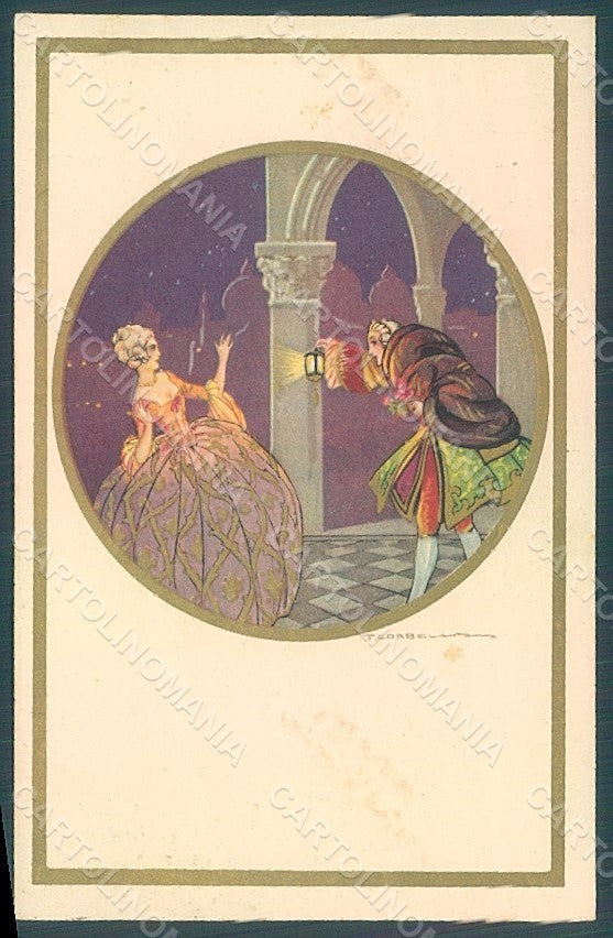 Artist Signed Corbella Glamour Venetian Couple Degami serie 2076 postcard HR2810 – fronte