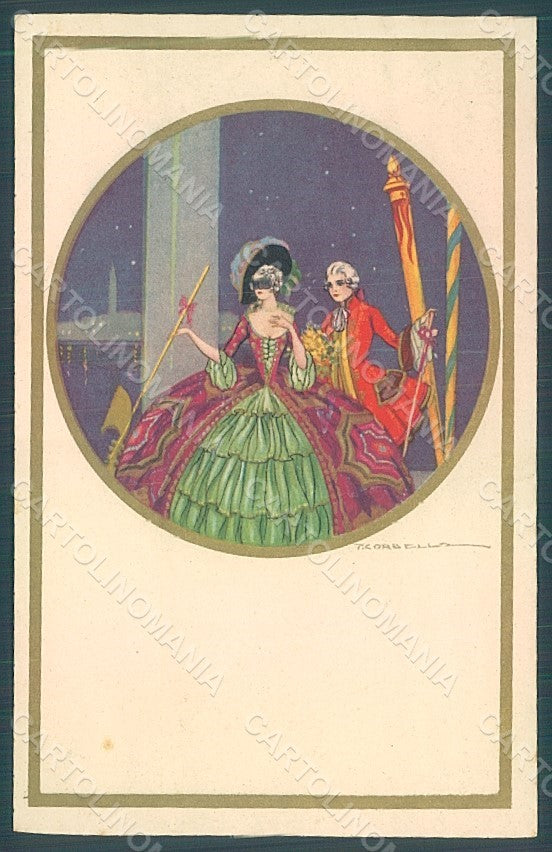 Artist Signed Corbella Glamour Venetian Couple Degami serie 2076 postcard HR2811 – fronte