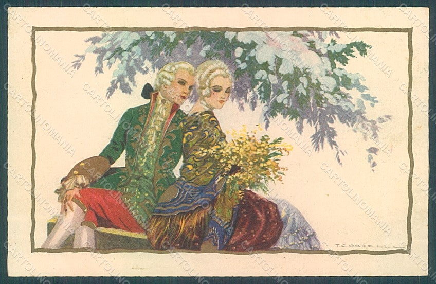 Artist Signed Corbella Glamour Couple Lady Degami serie 1085 postcard HR2814 – fronte