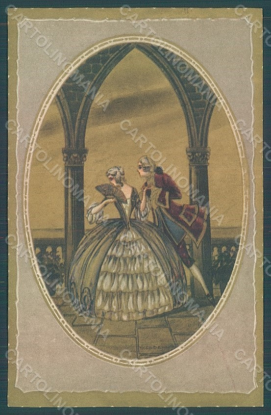 Artist Signed Corbella Glamour Venetian Couple Degami serie 2075 postcard HR2820 – fronte
