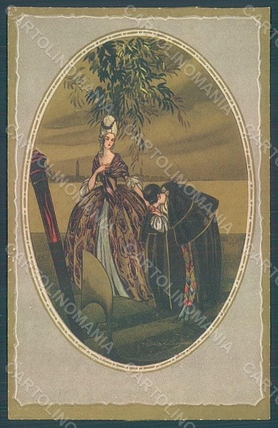 Artist Signed Corbella Glamour Venetian Couple Degami serie 2075 postcard HR2821 – fronte