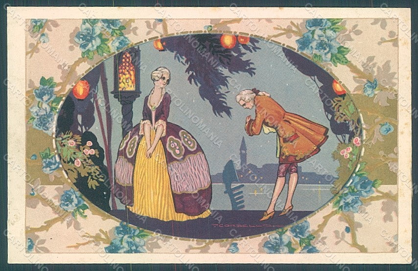 Artist Signed Corbella Glamour Venetian Couple Degami serie 1034 postcard HR2823 – fronte