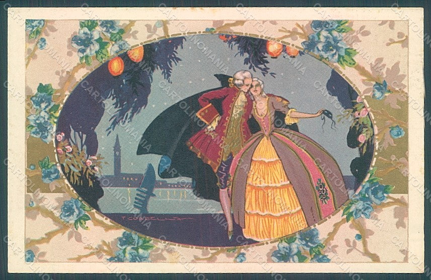 Artist Signed Corbella Glamour Venetian Couple Degami serie 1034 postcard HR2824 – fronte