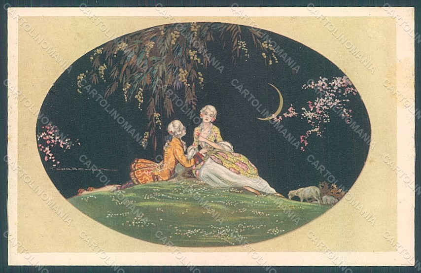 Artist Signed Corbella Glamour Couple Lady Degami serie 1122 postcard HR2826 – fronte