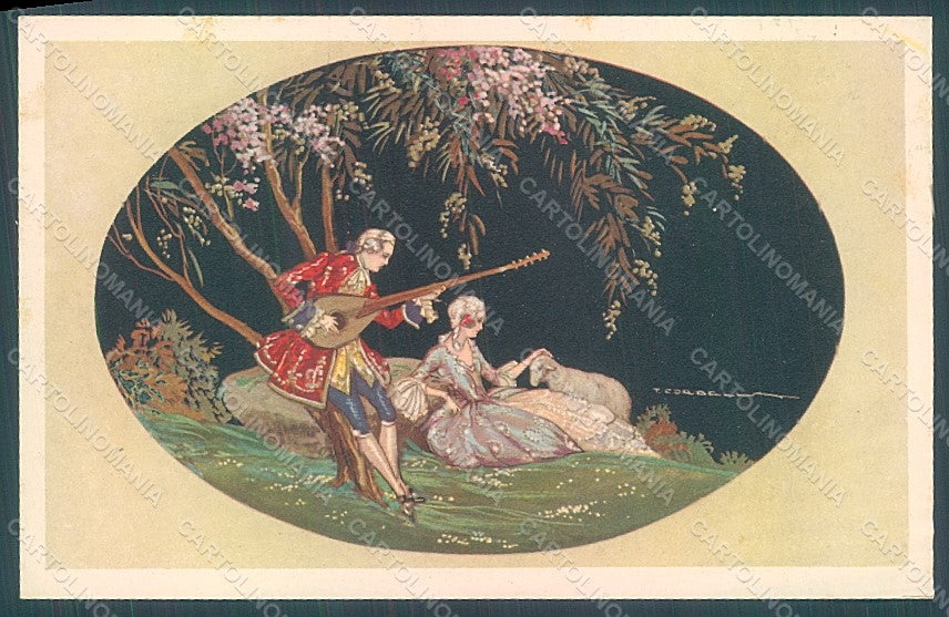 Artist Signed Corbella Glamour Couple Lady Degami serie 1122 postcard HR2827 – fronte