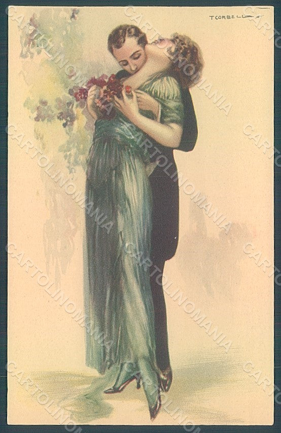 Artist Signed Corbella Glamour Fashion Couple Lady serie 225-1 postcard HR2851 – fronte
