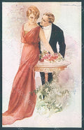Artist Signed Corbella Glamour Couple Lady UNGLUED serie 225-3 postcard HR2855 – fronte