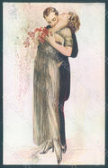 Artist Signed Corbella Glamour Couple Lady UNGLUED serie 225-1 postcard HR2857 – fronte