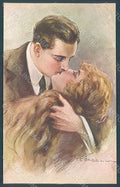 Artist Signed Corbella Glamour Kissing Couple Lady serie 334-4 postcard HR2884 – fronte
