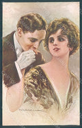 Artist Signed Corbella Glamour Kissing Couple Lady serie 334-3 postcard HR2885 – fronte