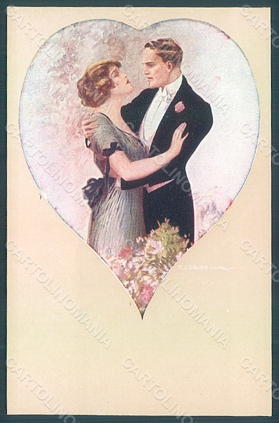 Artist Signed Corbella Glamour Fashion Couple Lady serie 224-1 postcard HR2888 – fronte