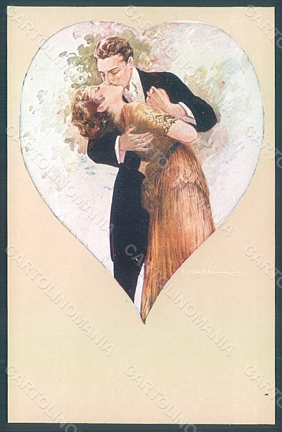 Artist Signed Corbella Glamour Fashion Couple Lady serie 224-2 postcard HR2889 – fronte