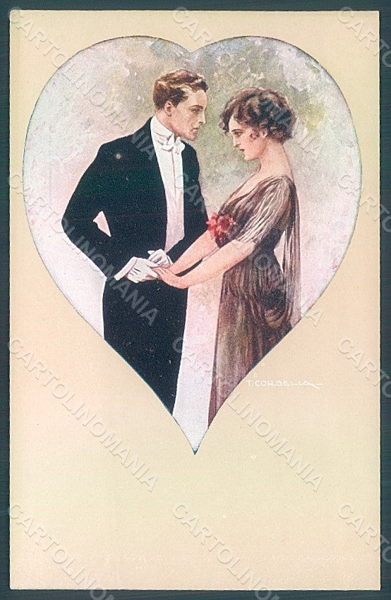 Artist Signed Corbella Glamour Fashion Couple Lady serie 224-4 postcard HR2891 – fronte
