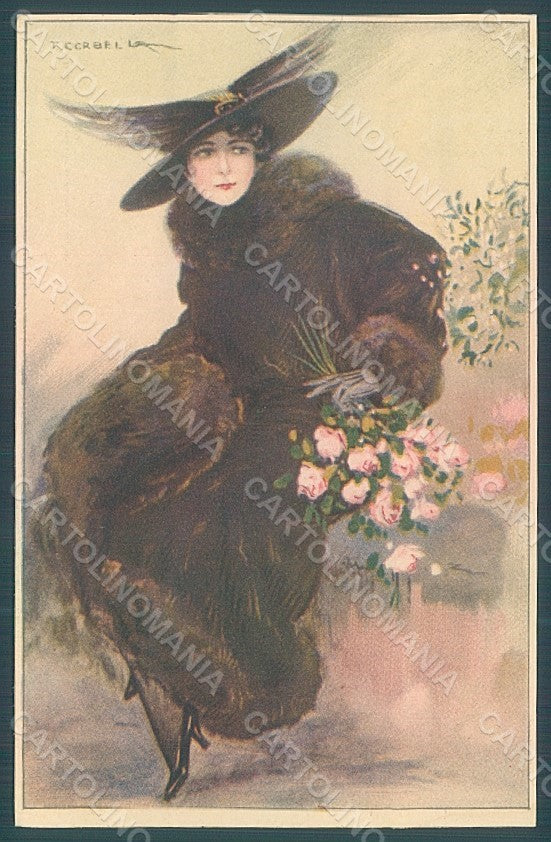 Artist Signed Corbella Glamour Fashion Lady Heat serie 203-2 postcard HR2895 – fronte