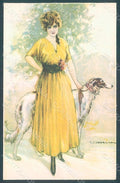 Artist Signed Corbella Glamour Lady Borzoi Dog serie 237-2 postcard HR2904 – fronte