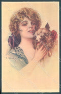 Artist Signed Corbella Glamour Lady Spitz Dog serie 335-3 postcard HR2921 – fronte