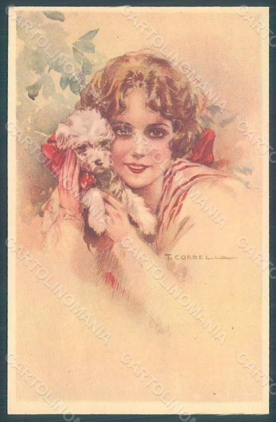 Artist Signed Corbella Glamour Fashion Lady Dog serie 335-2 postcard HR2922 – fronte