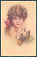 Artist Signed Corbella Glamour Lady Spitz Dog serie 335-1 postcard HR2923 – fronte