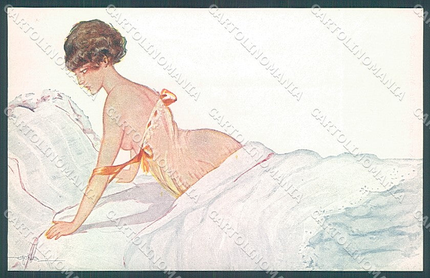 Artist Signed Golia Risque Lady serie 182-2 postcard HR3098 – fronte