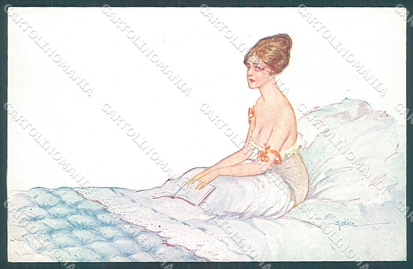 Artist Signed Golia Risque Lady serie 182-6 postcard HR3101 – fronte