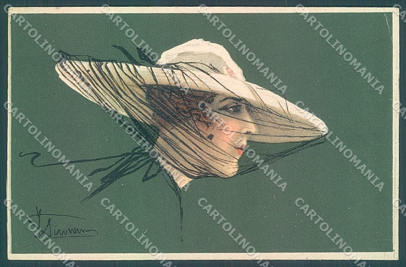 Artist Signed Venturini Fashion Lady Mode Hat CORNER CREASED serie 104 pc HR3106 – fronte