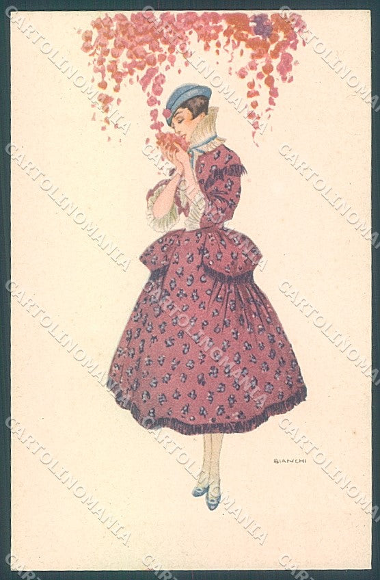 Artist Signed Bianchi Glamour Fashion Lady Mode serie 885-3 postcard HR3128 – fronte