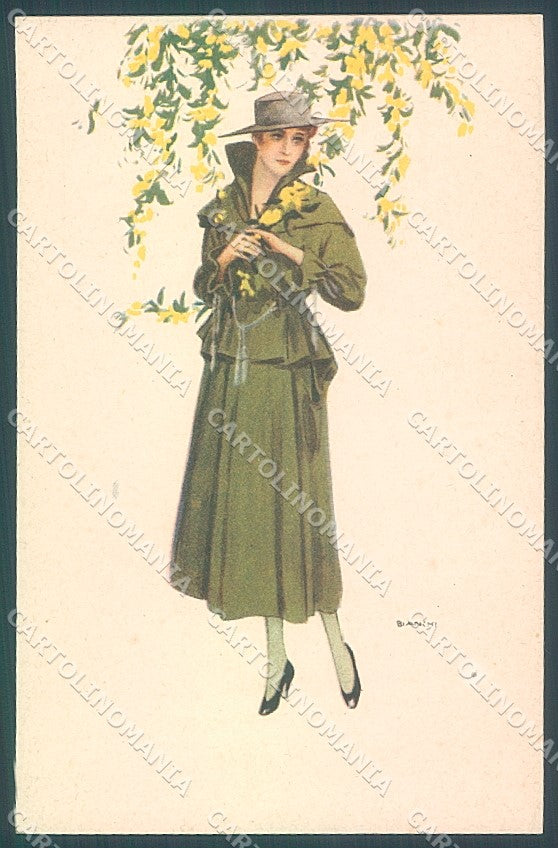 Artist Signed Bianchi Glamour Fashion Lady Mode serie 885-4 postcard HR3130 – fronte