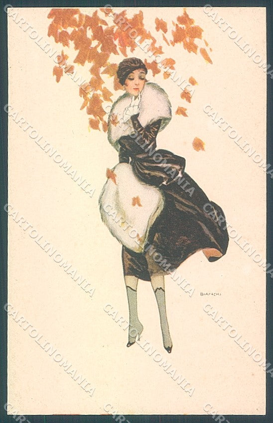 Artist Signed Bianchi Glamour Fashion Lady Mode serie 885-5 postcard HR3131 – fronte