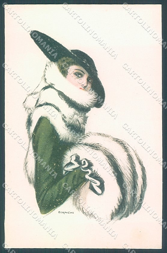 Artist Signed Bianchi Glamour Fashion Lady Mode serie 943-2 postcard HR3136 – fronte