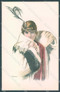 Artist Signed Bianchi Glamour Fashion Lady Mode serie 943-6 postcard HR3138 – fronte