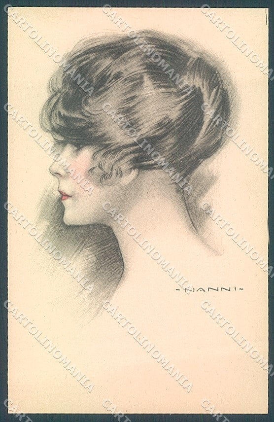 Artist Signed Nanni Fashion Lady Hairstyle serie 311-4 postcard HR3153 – fronte