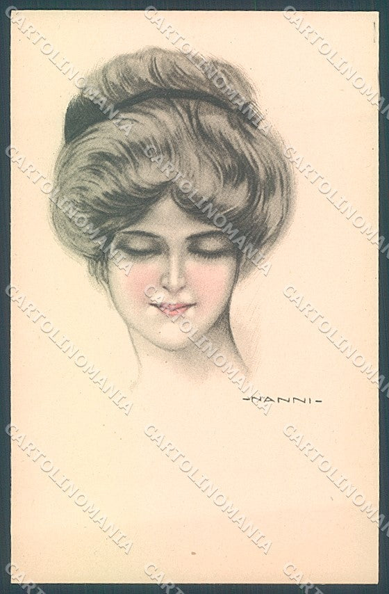 Artist Signed Nanni Fashion Lady Hairstyle serie 311-5 postcard HR3154 – fronte
