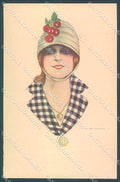 Artist Signed Nanni Fashion Lady Hat serie 308-3 postcard HR3160 – fronte