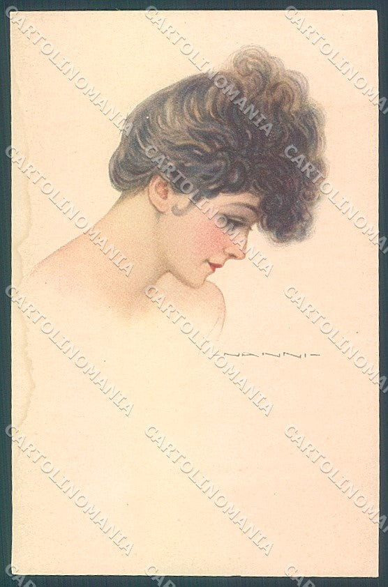 Artist Signed Nanni Fashion Lady Hairstyle TRACES OF DAMP serie 308-5 pc HR3162 – fronte