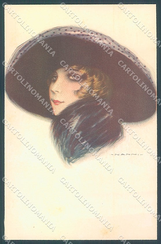 Artist Signed Nanni Fashion Lady Hat serie 304-4 postcard HR3164 – fronte