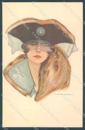 Artist Signed Nanni Fashion Lady Hat serie 304-2 postcard HR3169 – fronte