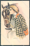 Artist Signed Nanni Fashion Lady Horse serie 257-1 postcard HR3176 – fronte