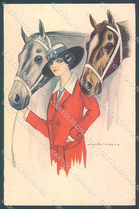 Artist Signed Nanni Sidesaddle Lady Horse serie 257-2 postcard HR3177 – fronte