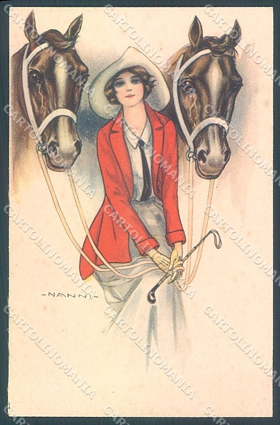 Artist Signed Nanni Sidesaddle Lady Horse serie 257-4 postcard HR3179 – fronte