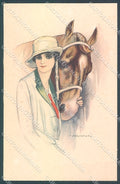 Artist Signed Nanni Fashion Lady Horse serie 257-5 postcard HR3180 – fronte