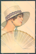 Artist Signed Nanni Fashion Lady Fan serie 256-1 postcard HR3182 – fronte